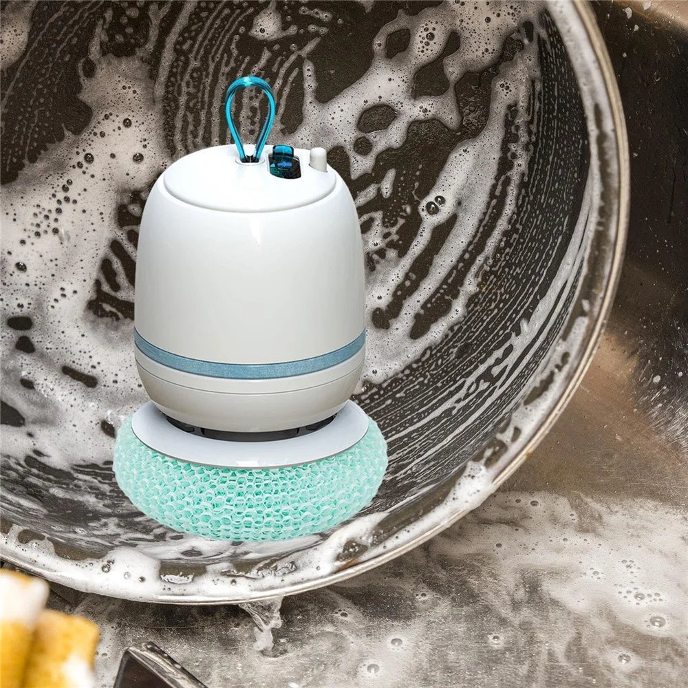 Rechargeable Electric Cleaning Brush Cordless Rotation Handheld Scrubber for Dishes Pots Bowls - Sky Blue - 5