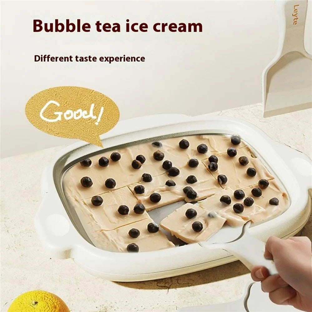 Stainless Steel Ice Cream Roll Maker for Home Multi Purpose Frozen Yogurt Machine with 2 Spatulas (FDA, BPA Free) - White - 3