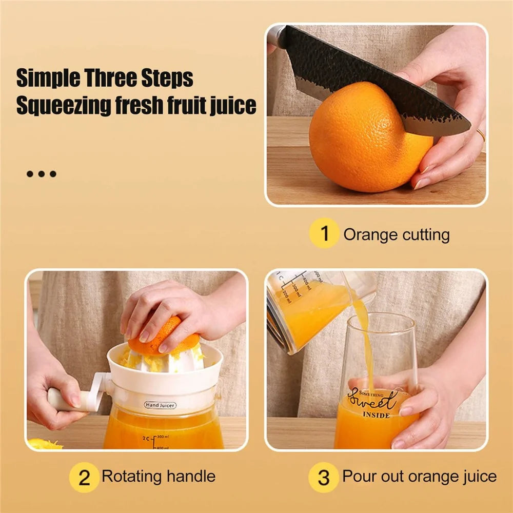 Manual Juicer Rotating Hand Crank Citrus Juicer Fruit Squeezer for Orange Lemon Watermelon (BPA Free, No FDA) - Orange - 2