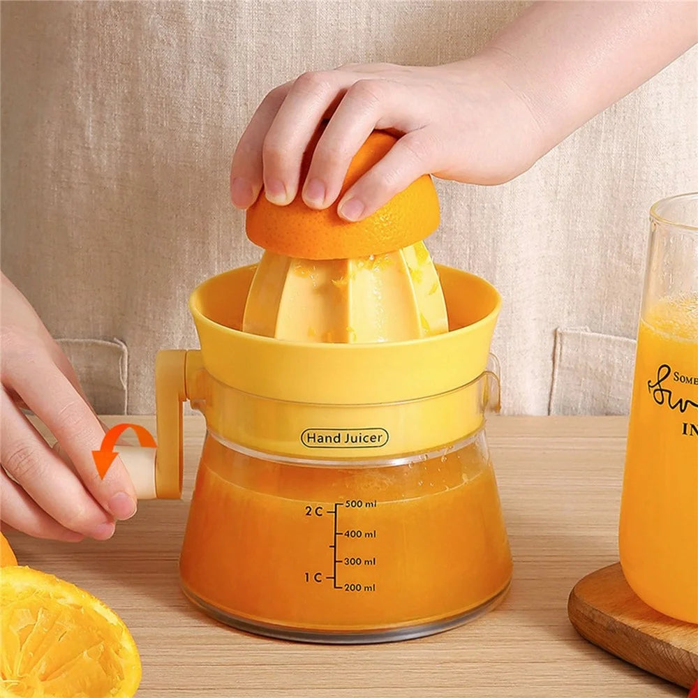 Manual Juicer Rotating Hand Crank Citrus Juicer Fruit Squeezer for Orange Lemon Watermelon (BPA Free, No FDA) - Orange - 6