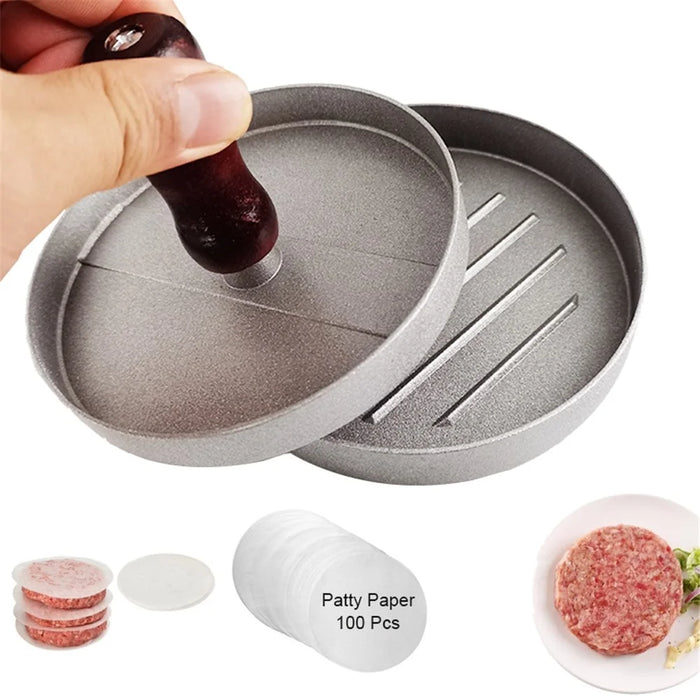 Burger Press 100Pcs Patty Papers Set Non-Stick Hamburger Press Meat Beef Burger Maker (BPA Free, No FDA Certified) - 2
