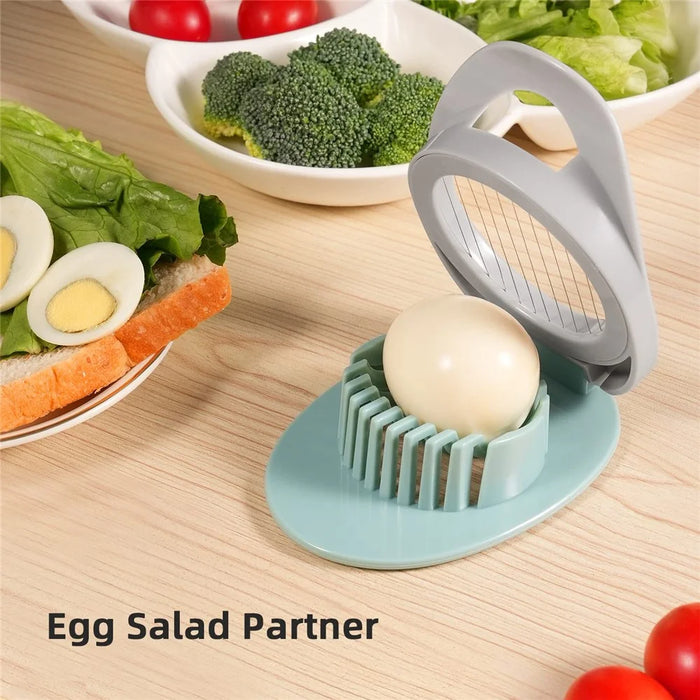 Egg Slicer 304 Stainless Steel Cutting Wires Egg Cutter Salted Duck Egg Divider Kitchen Tool - Green - 2