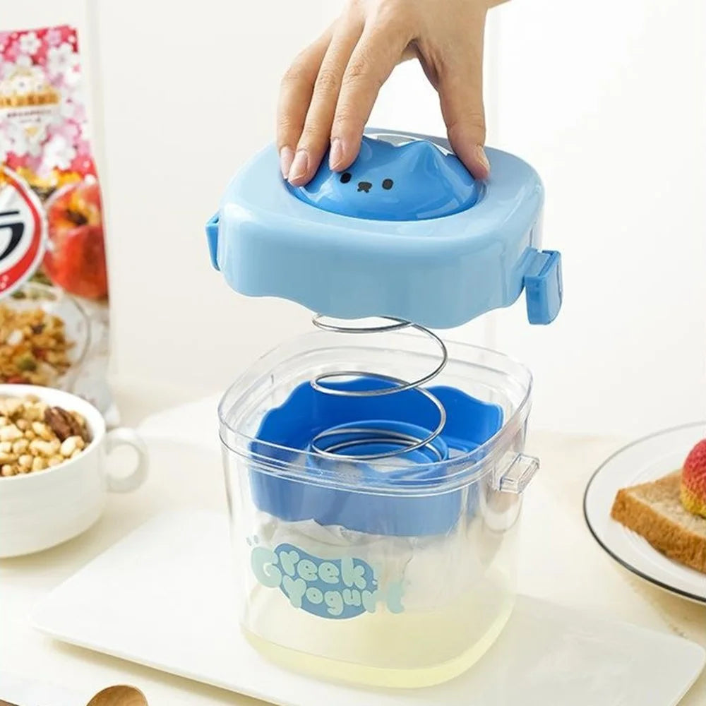 Cartoon Design Greek Yogurt Strainer Cold Brew Yogurt Separator Whey Filter ( BPA Free , No FDA ) - Blue - 3