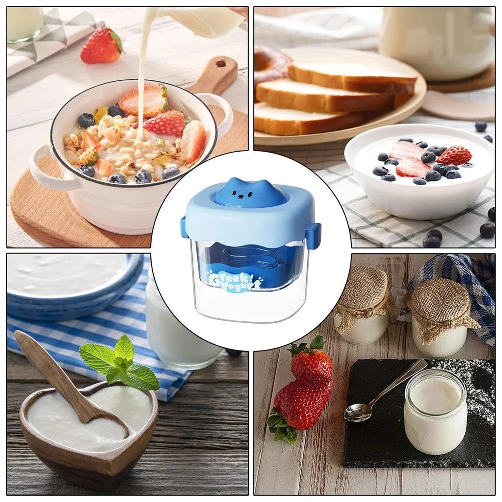 Cartoon Design Greek Yogurt Strainer Cold Brew Yogurt Separator Whey Filter ( BPA Free , No FDA ) - Blue - 5