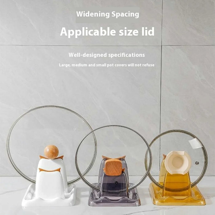 Pot Lid Rack Kitchen Organizer Utensil Holder PET Silicone Countertop Storage Cutting Board Stand - White - 3