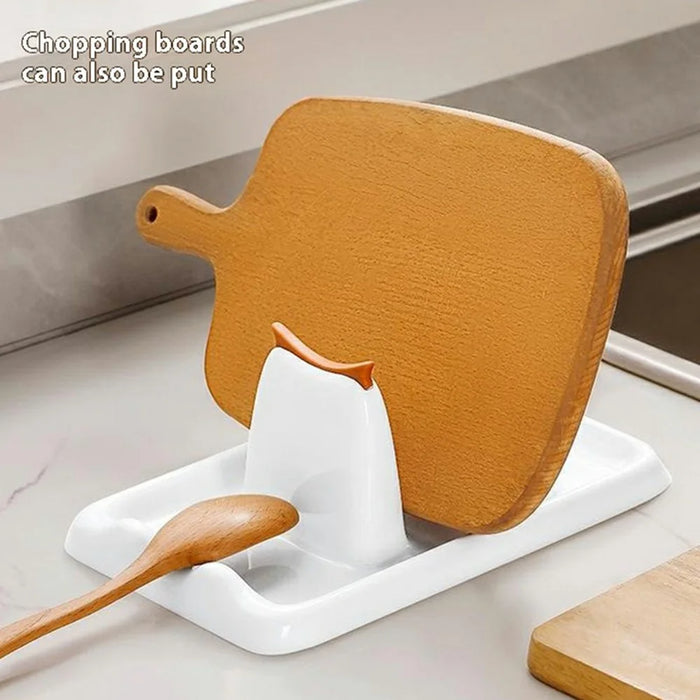 Pot Lid Rack Kitchen Organizer Utensil Holder PET Silicone Countertop Storage Cutting Board Stand - White - 4