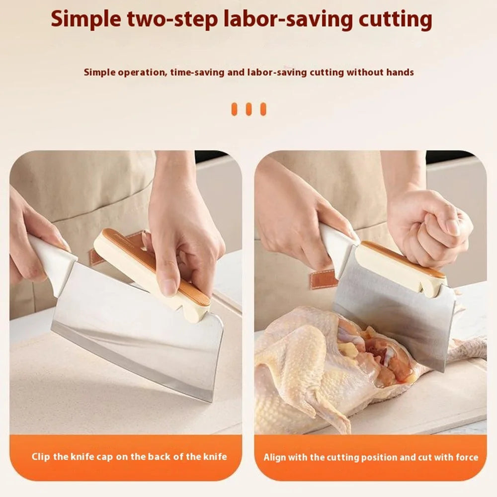 Kitchen Knives Cleavers Sharpener Effortless Cutting Chopping Safe Hand Guard - Orange - 4