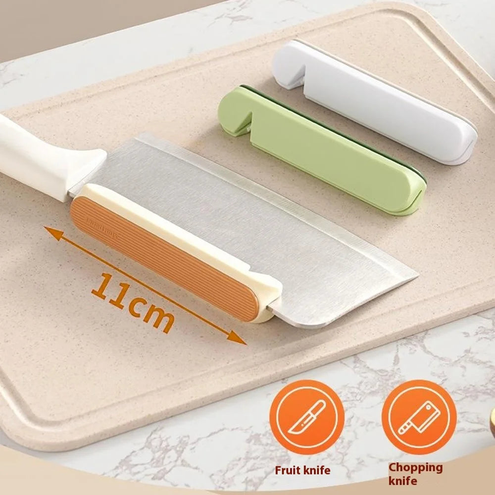 Kitchen Knives Cleavers Sharpener Effortless Cutting Chopping Safe Hand Guard - Orange - 7