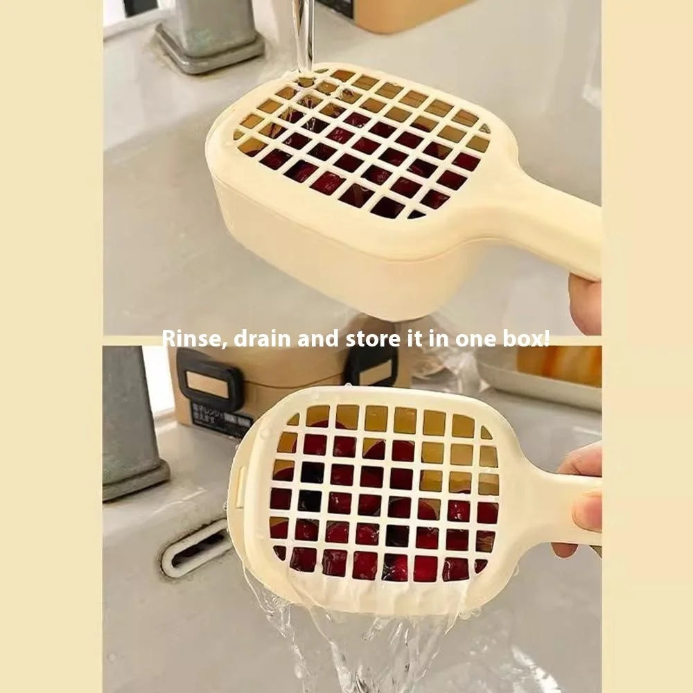 Kitchen Fruit Washing Strainer PP Basket with Lid Home Fruit Vegetable Washing Bowl Drainer - 3
