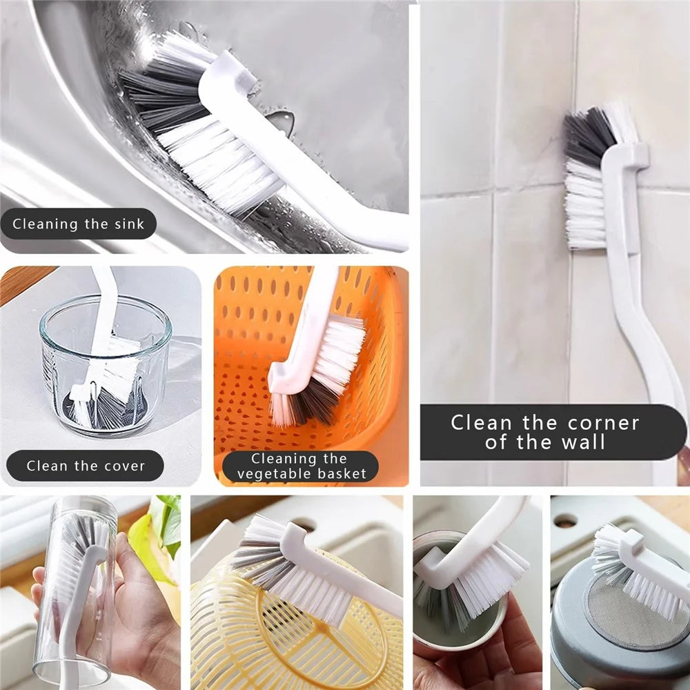 Angled Crevice Brush Long Handle Soft Bristle Kitchen Sink Window Track Car Vent Multi-Purpose Cleaning Tool - 2