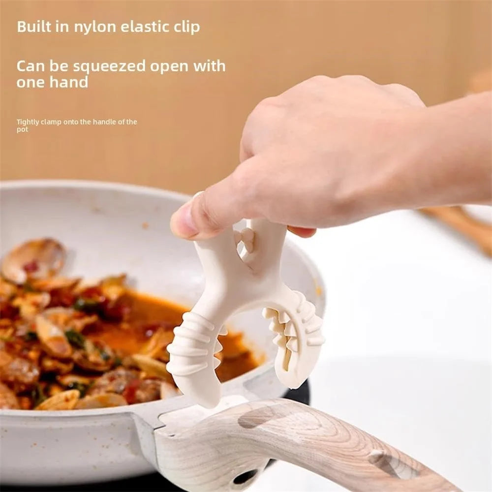 Pot Utensil Holder Kitchen Multi-Function Clip Heat Resistant Silicone Non-Slip Stand For Home Use - White - 2
