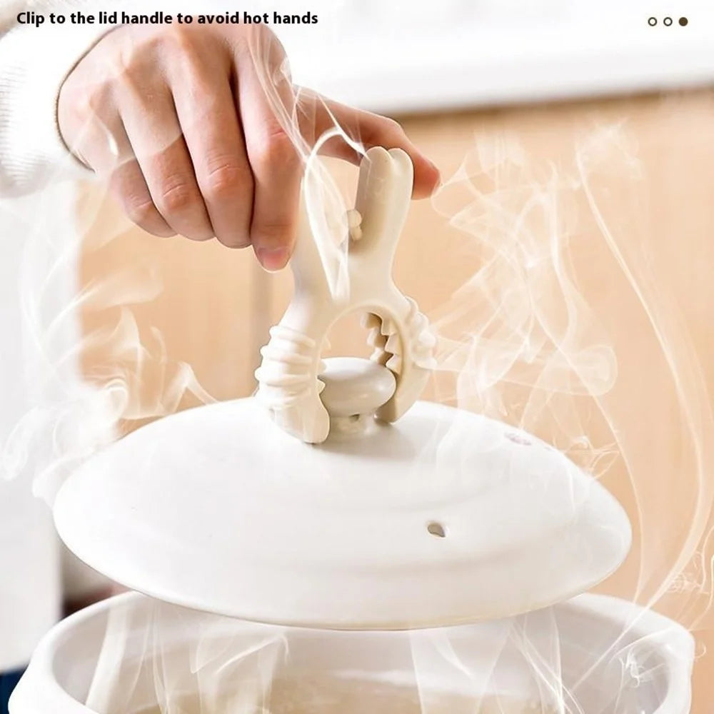 Pot Utensil Holder Kitchen Multi-Function Clip Heat Resistant Silicone Non-Slip Stand For Home Use - White - 3