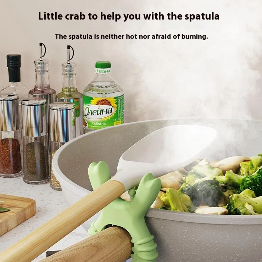Pot Utensil Holder Kitchen Multi-Function Clip Heat Resistant Silicone Non-Slip Stand For Home Use - White - 5
