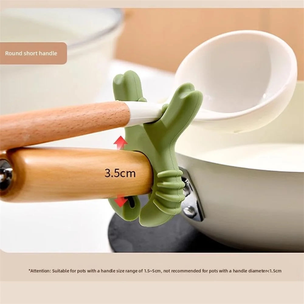 Pot Utensil Holder Kitchen Multi-Function Clip Heat Resistant Silicone Non-Slip Stand For Home Use - White - 7