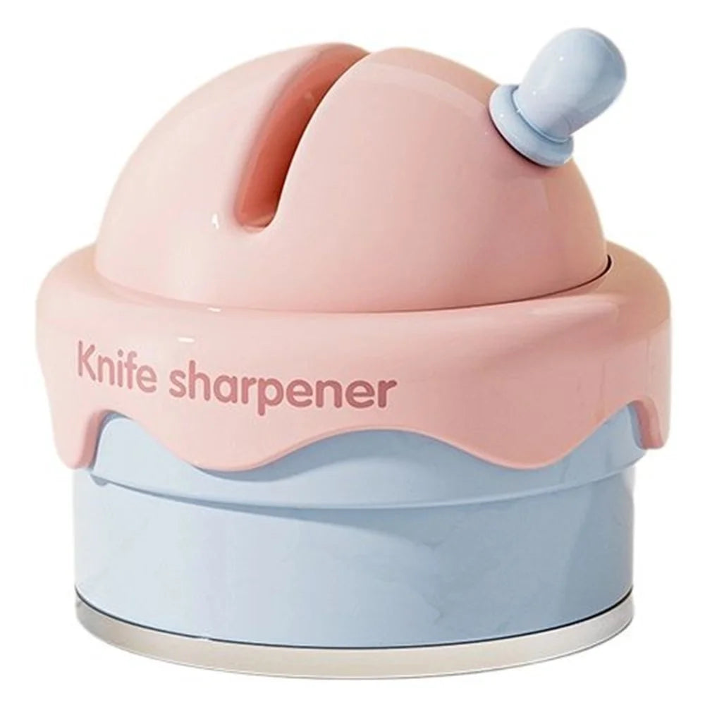 Portable Ice Cream Shaped Suction Cup Kitchen Knife Sharpener Tungsten Steel Whetstone - Pink - 1