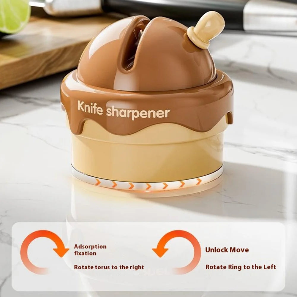 Portable Ice Cream Shaped Suction Cup Kitchen Knife Sharpener Tungsten Steel Whetstone - Pink - 3