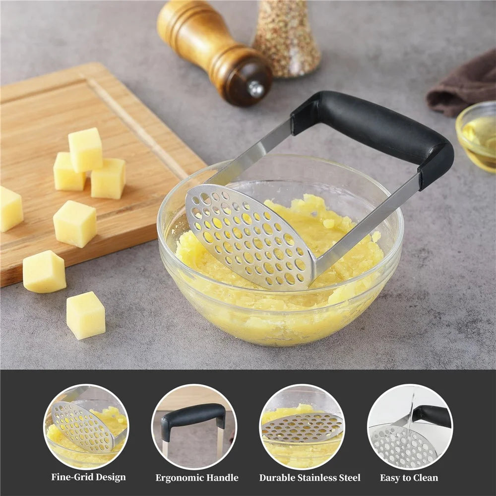 Stainless Steel Potato Masher Manual Food Ricer Fruit Vegetable Press Crusher Kitchen Gadget ( BPA Free , No FDA ) - 5