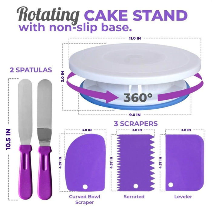 60PCS Cake Decorating Turntable Set Piping Tips Nozzles Silicone Bags Baking DIY Kit (No FDA Certificate) - 5