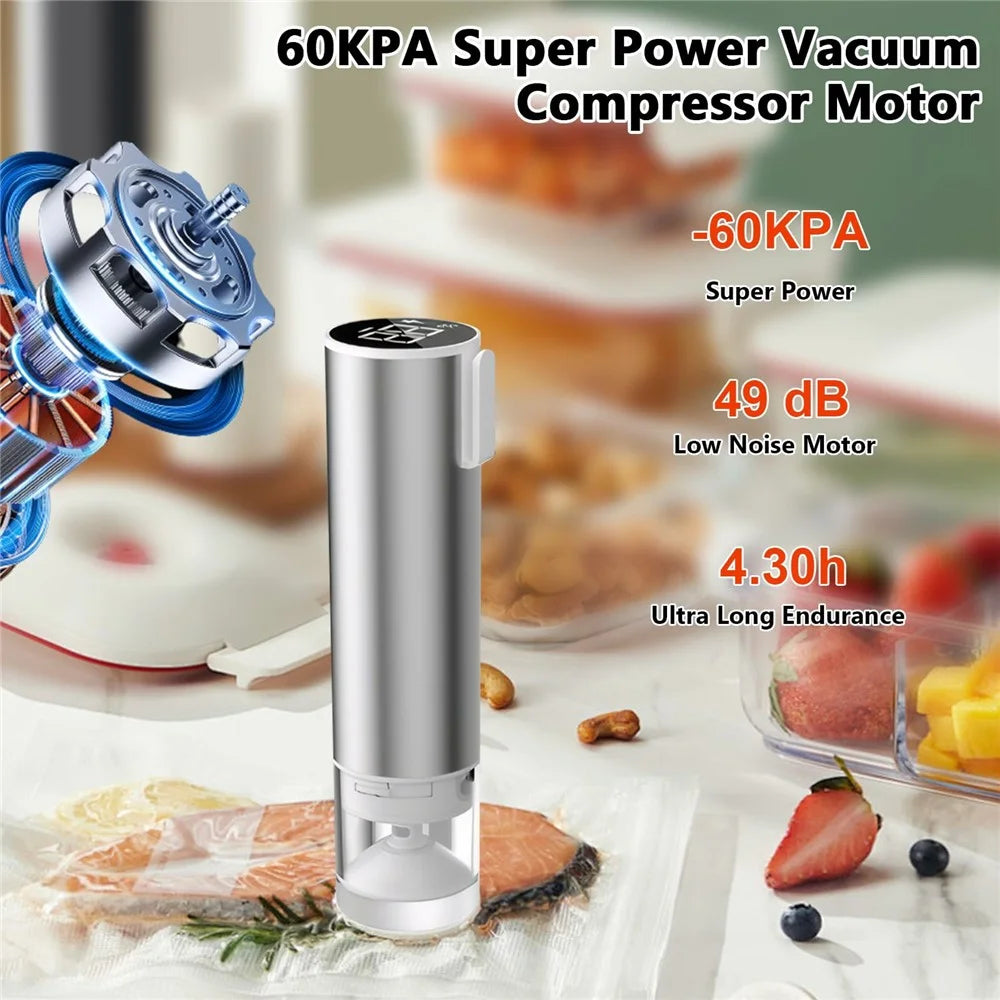 Handheld Vacuum Sealer Food Saver Machine with LED Display for Jars  /  Storage Bags - 3