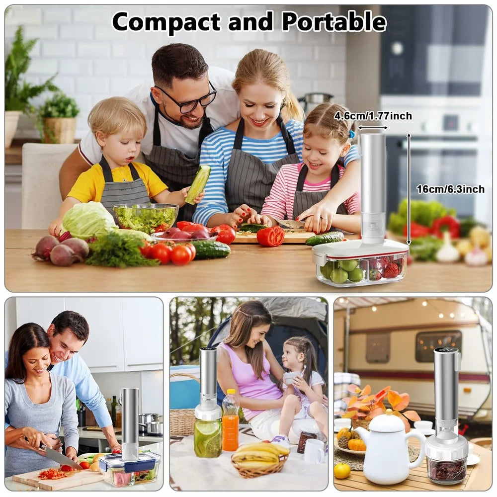 Handheld Vacuum Sealer Food Saver Machine with LED Display for Jars  /  Storage Bags - 6