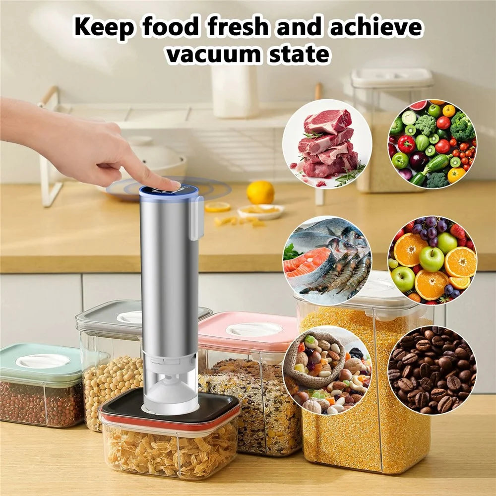 Handheld Vacuum Sealer Food Saver Machine with LED Display for Jars  /  Storage Bags - 7