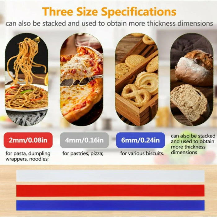 6Pcs / Set 2 / 4 / 6mm Silicone Measuring Dough Thickness Strips Rolling Pin Spacers Sticks for Baking ( BPA Free, No FDA ) - 5