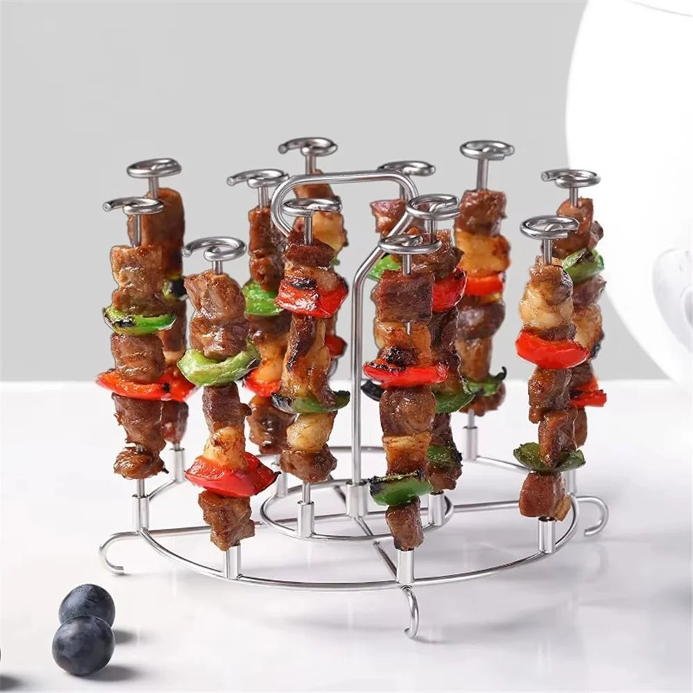 304 Stainless Steel Oven Rack Air Fryer Accessory Vertical Grill Microwave Barbecue Skewer Stand (No FDA) - 3