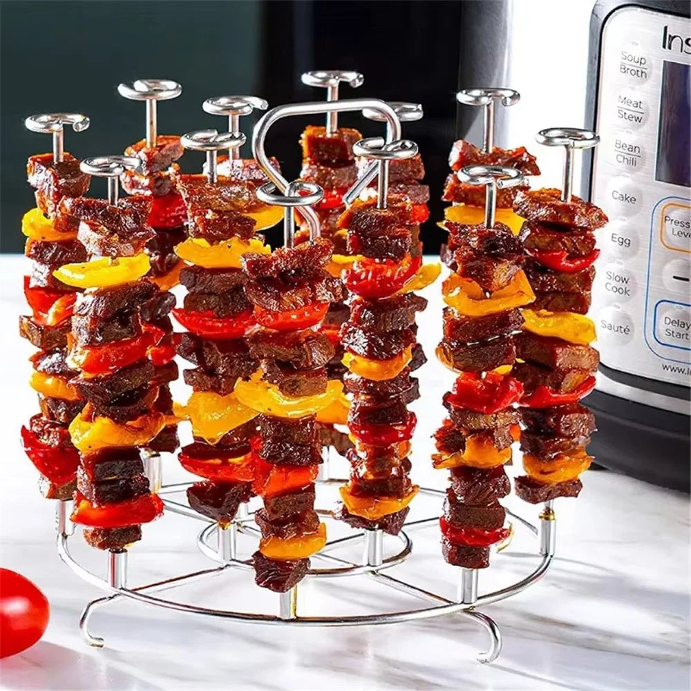 304 Stainless Steel Oven Rack Air Fryer Accessory Vertical Grill Microwave Barbecue Skewer Stand (No FDA) - 4