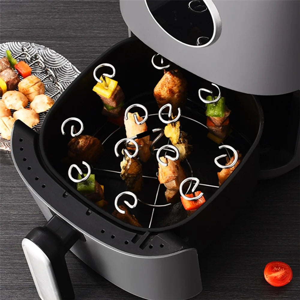 304 Stainless Steel Oven Rack Air Fryer Accessory Vertical Grill Microwave Barbecue Skewer Stand (No FDA) - 5