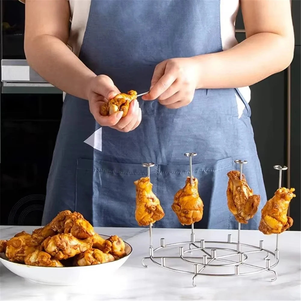 304 Stainless Steel Oven Rack Air Fryer Accessory Vertical Grill Microwave Barbecue Skewer Stand (No FDA) - 6