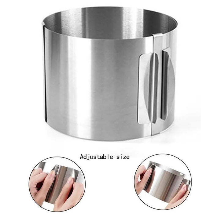 10cm Height, 6-12 Inch Cake Ring with Scale Stainless Steel Adjustable Cake Ring Mould Round Cake Mousse Mold (No FDA Certificate) - 2