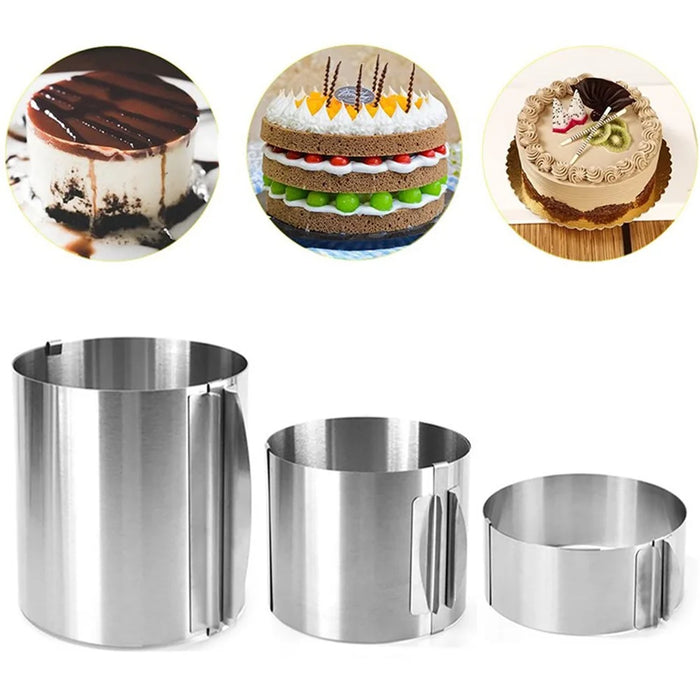 10cm Height, 6-12 Inch Cake Ring with Scale Stainless Steel Adjustable Cake Ring Mould Round Cake Mousse Mold (No FDA Certificate) - 4
