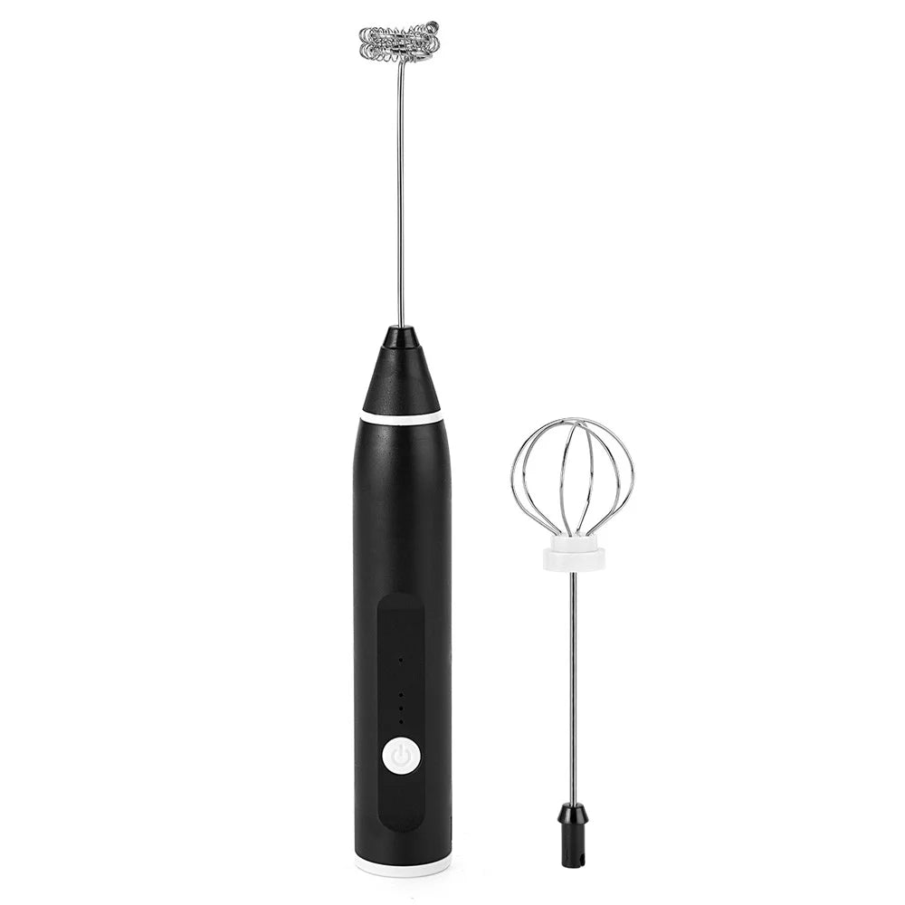 Wireless Electric Mini Egg Beater Milk Frother Coffee Drink Mixer Handheld Foam Maker (BPA Free, No FDA) - Black - 1