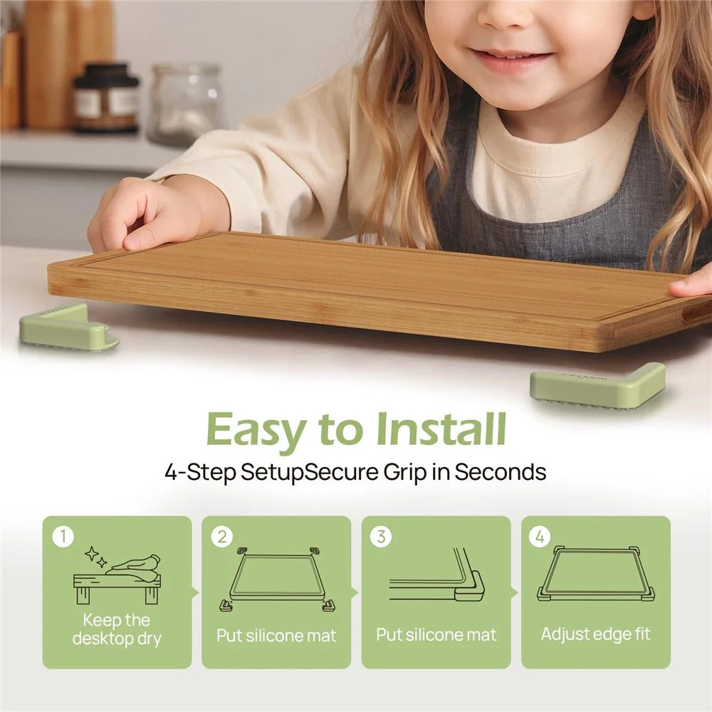 Non-Slip Silicone Cutting Board Mat Kitchen Chopping Block Stabilizer Pad Anti-Skid - Green - 2