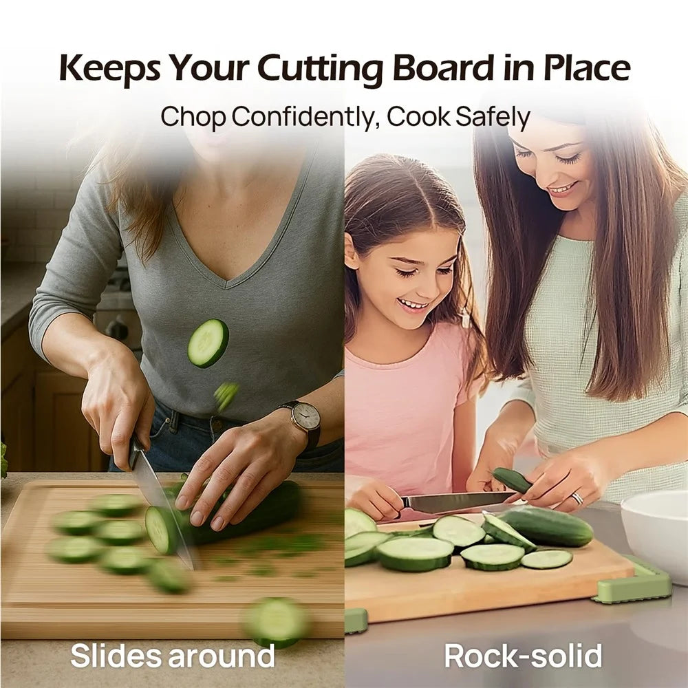 Non-Slip Silicone Cutting Board Mat Kitchen Chopping Block Stabilizer Pad Anti-Skid - Green - 3