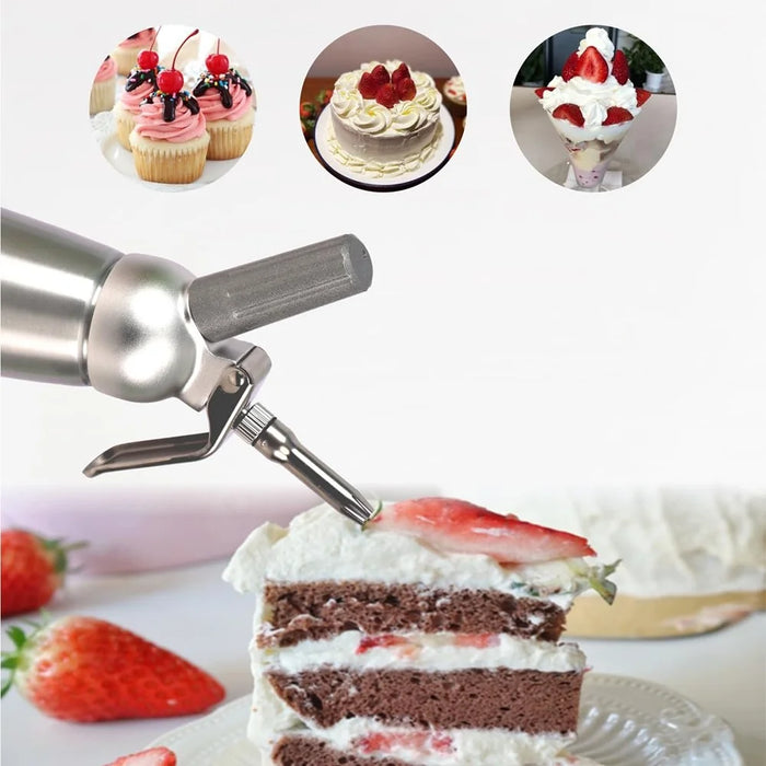 Aluminum Cream Whipper Dispenser for Coffee Cake Decorating 500ML Whipped Cream Maker (No FDA) - 2