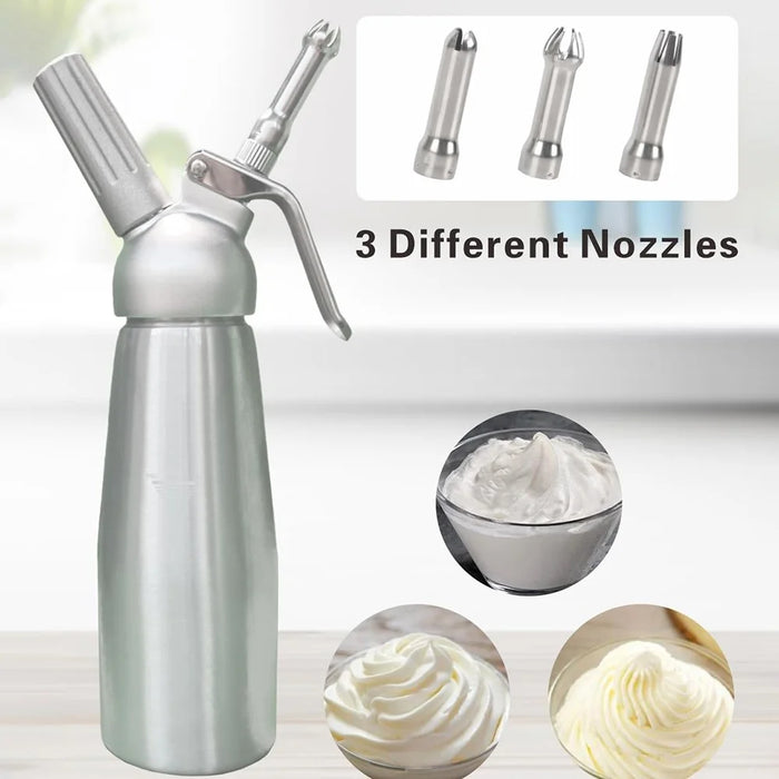 Aluminum Cream Whipper Dispenser for Coffee Cake Decorating 500ML Whipped Cream Maker (No FDA) - 4