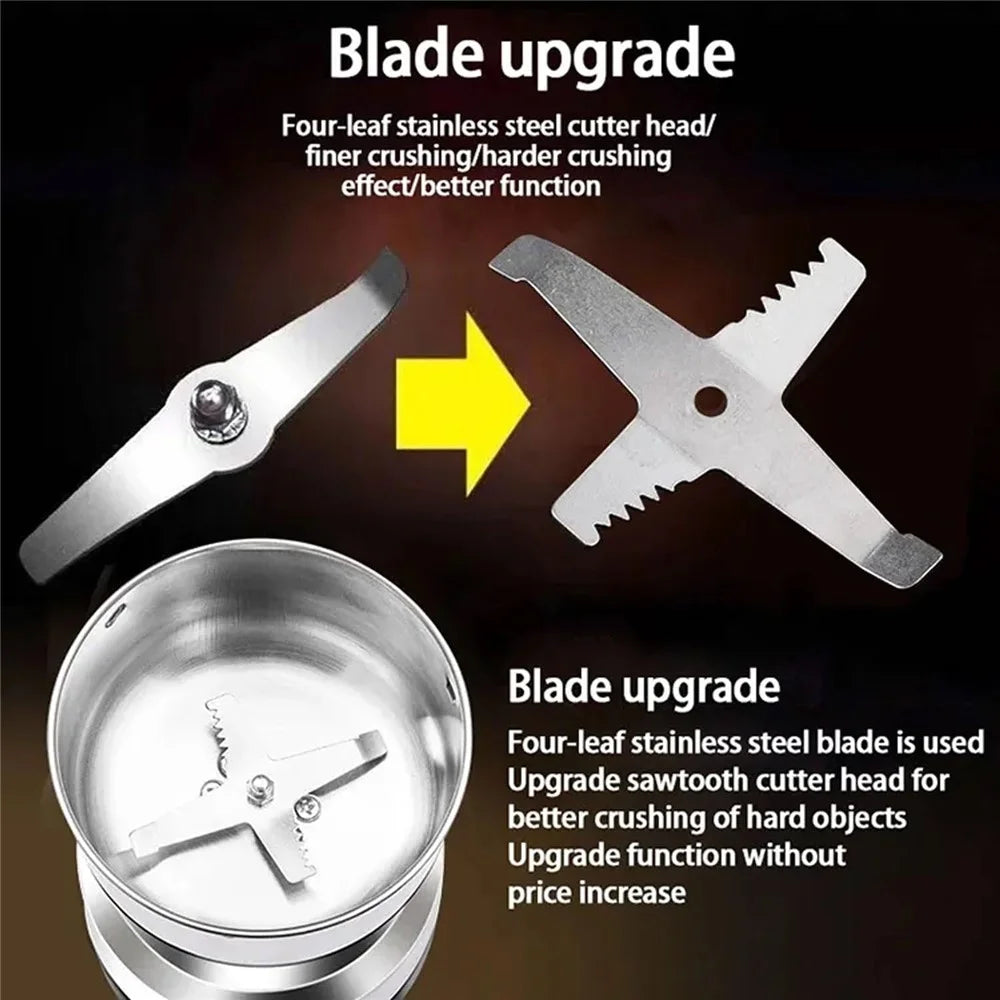 4 Blades 150KW Kitchen Electric Spice Mill 300ml Stainless Steel Coffee Grinder Herb Grinding Machine (FDA  /  LFGB  /  CE Certified) - EU Plug - 2