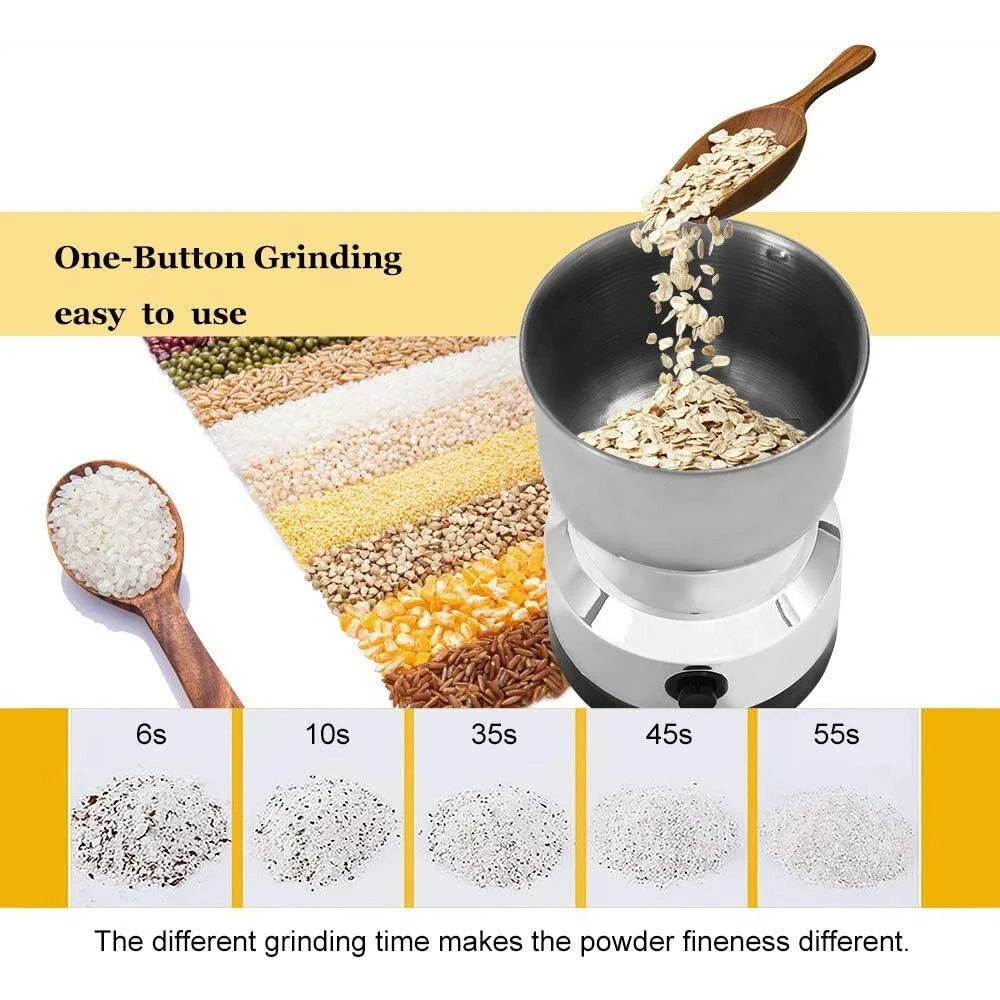 8 Blades 150KW Kitchen Electric Spice Mill 300ml Stainless Steel Coffee Grinder Herb Grinding Machine (FDA  /  LFGB  /  CE Certified) - EU Plug - 7