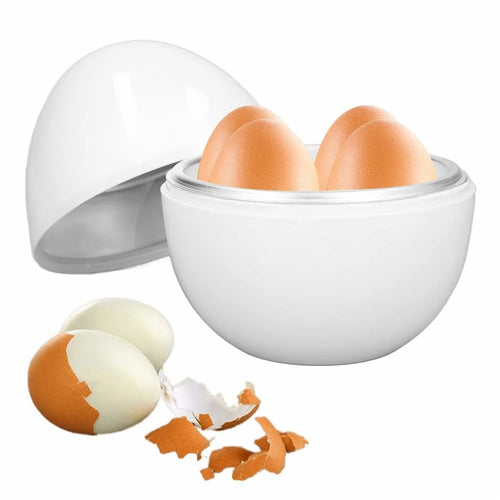 Creative Egg Shaped PP + Aluminum Kitchen Microwave Egg Steamer for 4 Eggs (BPA Free, No FDA Certificate) - 1