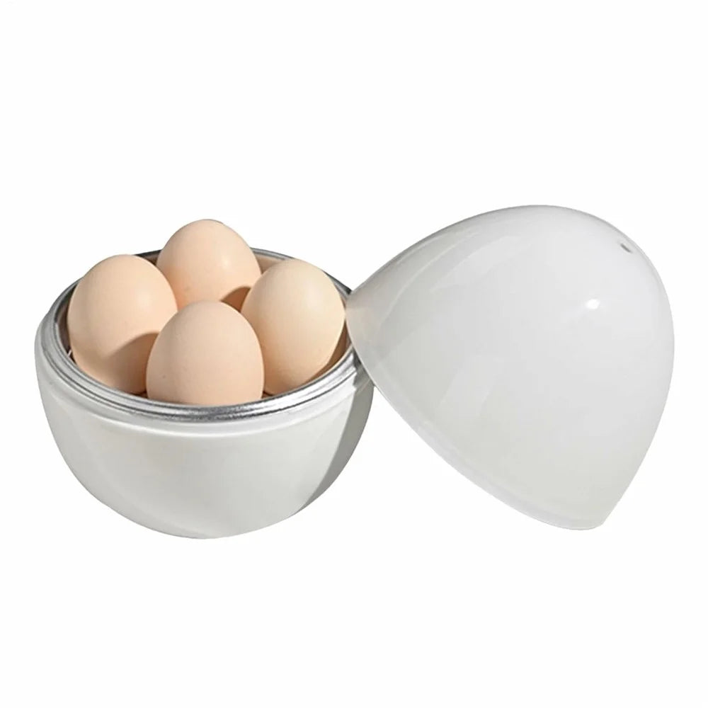 Creative Egg Shaped PP + Aluminum Kitchen Microwave Egg Steamer for 4 Eggs (BPA Free, No FDA Certificate) - 2