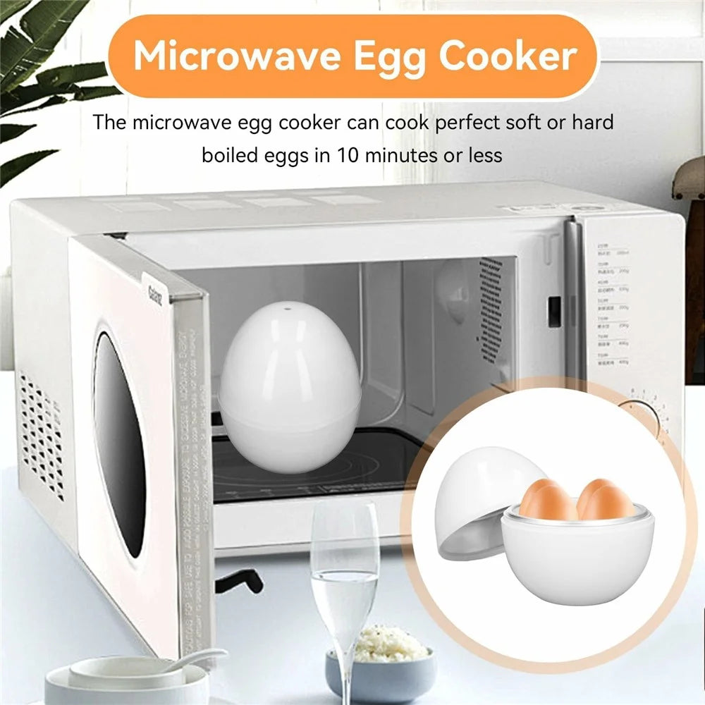 Creative Egg Shaped PP + Aluminum Kitchen Microwave Egg Steamer for 4 Eggs (BPA Free, No FDA Certificate) - 4