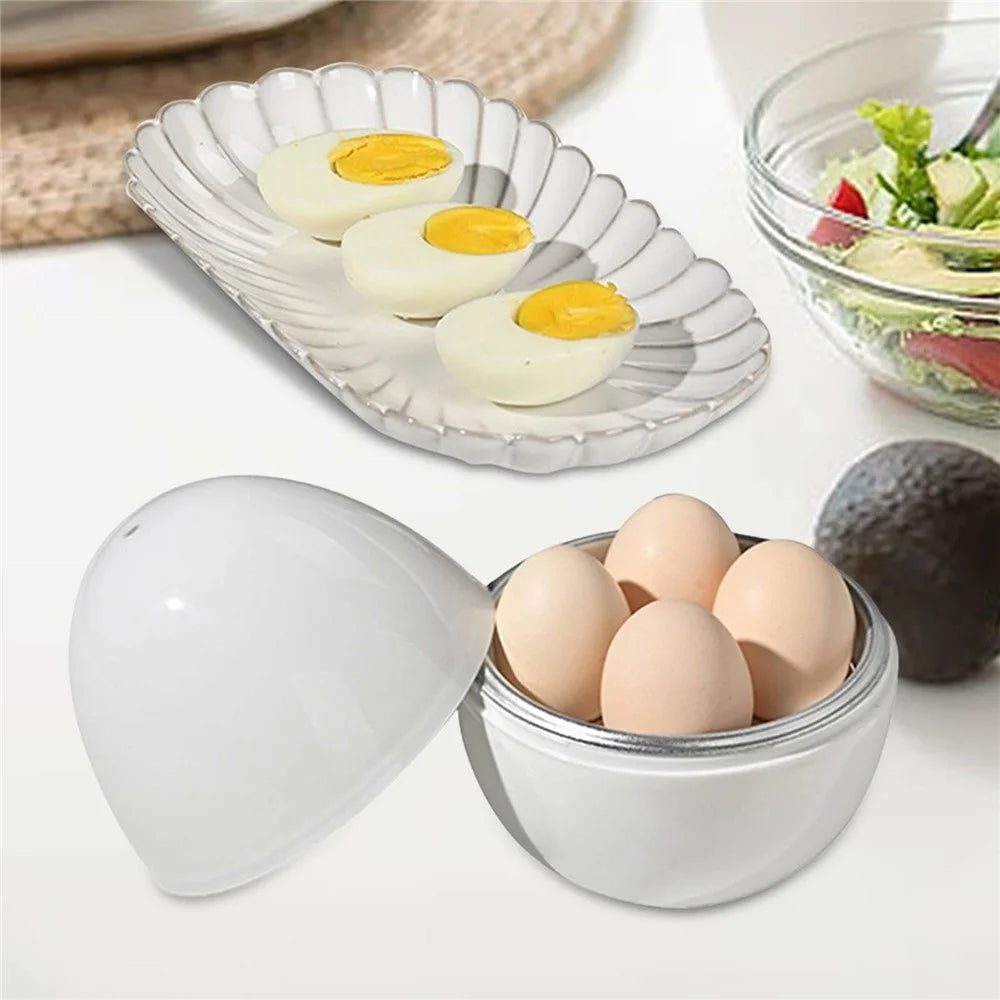 Creative Egg Shaped PP + Aluminum Kitchen Microwave Egg Steamer for 4 Eggs (BPA Free, No FDA Certificate) - 7