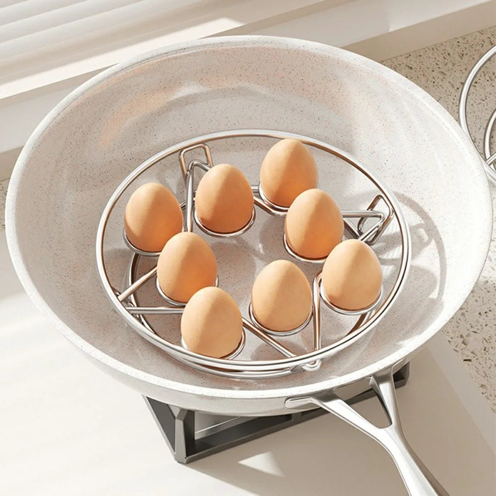 Stainless Steel Steaming Rack 8-Ring Design Thickened Solid Water Separator Egg Steamer Stand for Home - 3