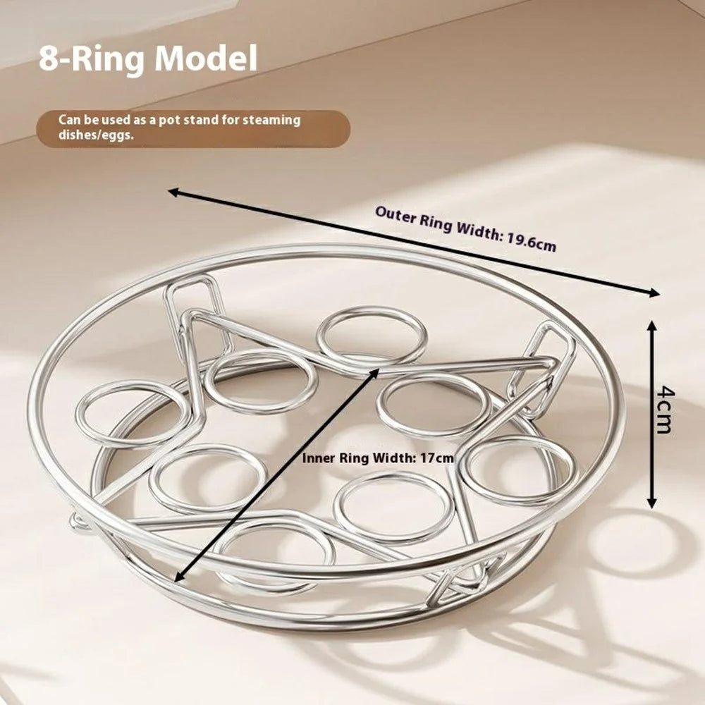 Stainless Steel Steaming Rack 8-Ring Design Thickened Solid Water Separator Egg Steamer Stand for Home - 6
