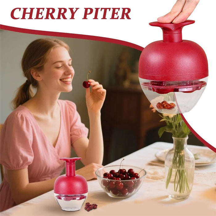 4-Hole Press Cherry Pitter Cross Pitting Column Fruit Stone Remover Strong Spring Auto-Rebound for Home (No FDA) - 2