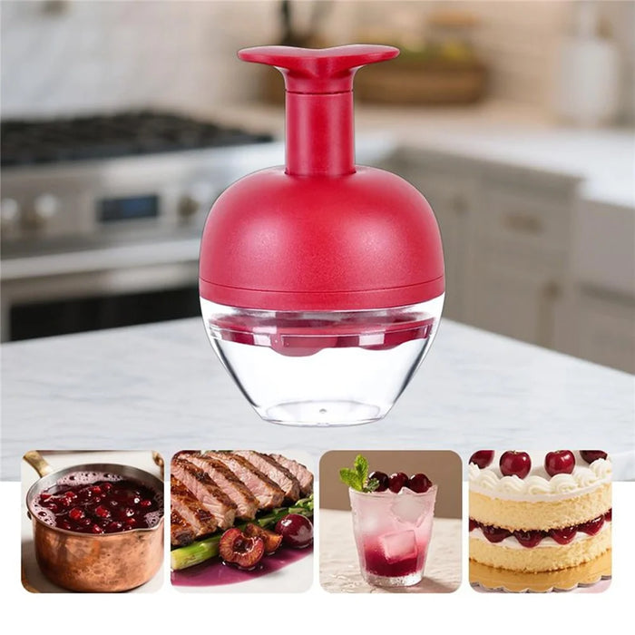 4-Hole Press Cherry Pitter Cross Pitting Column Fruit Stone Remover Strong Spring Auto-Rebound for Home (No FDA) - 4