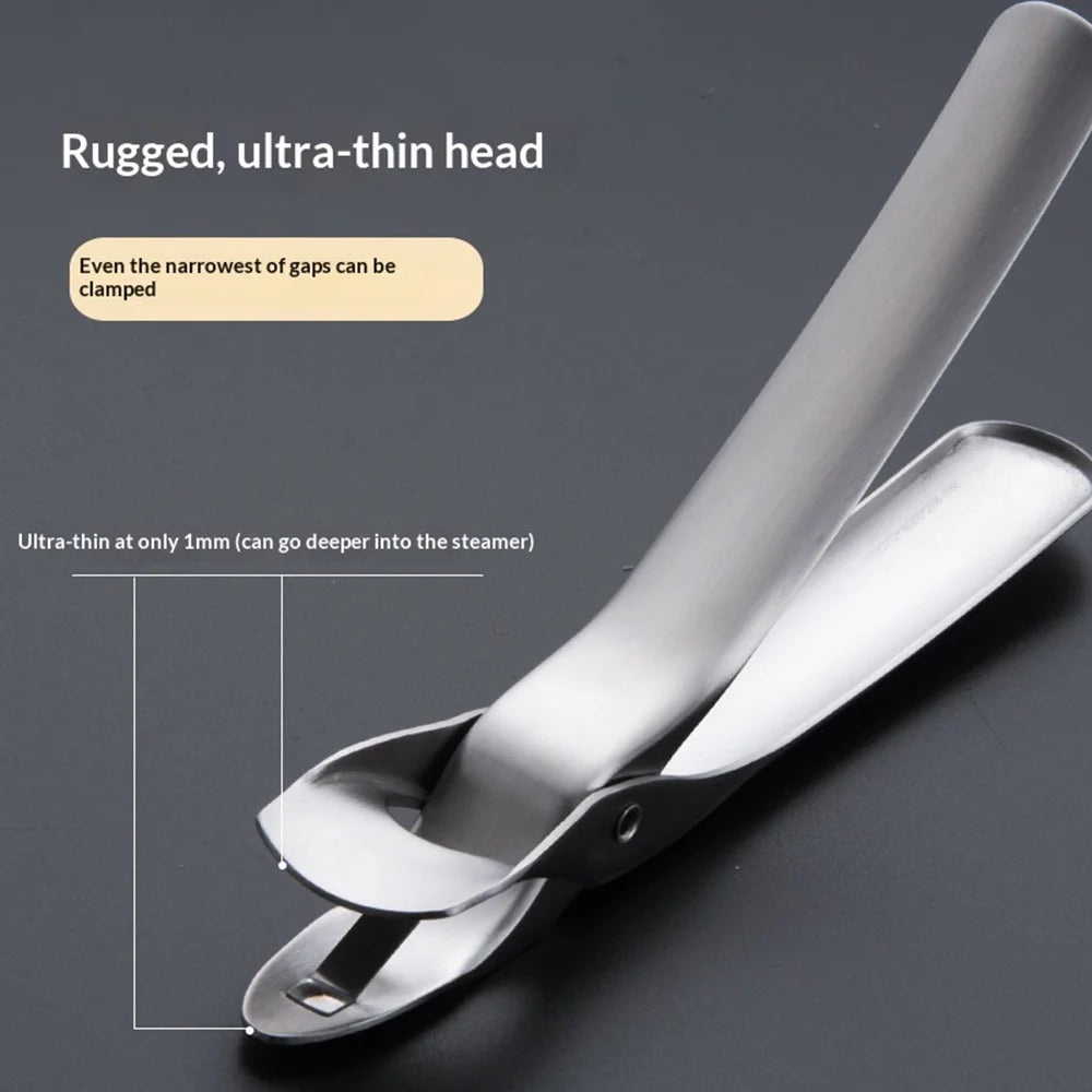 304 Stainless Steel Anti-Scald Tongs Kitchen Hot Plate Gripper Ergonomic Non-Slip Clamp for Bowl Dish - Silver - 4