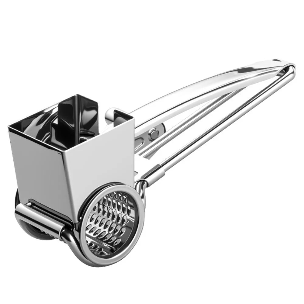 3 in 1 Stainless Steel Cheese Grater Hand Crank Rotary Grater with 3 Blades for Kitchen (FCM Tested) - Silver - 6