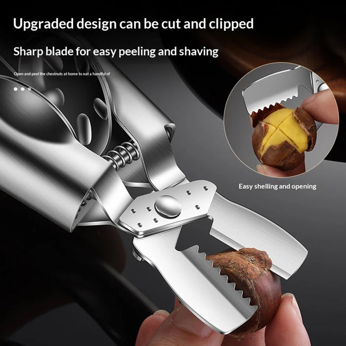 304 Stainless Steel Chestnut Clip Quick Opener Chestnut Shell Peeler Cracker Tool Kitchen Gadget (FCM Tested) - Silver - 4